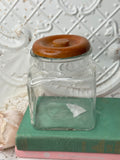 WIDE MOUTH SQUARE GLASS JAR VINTAGE