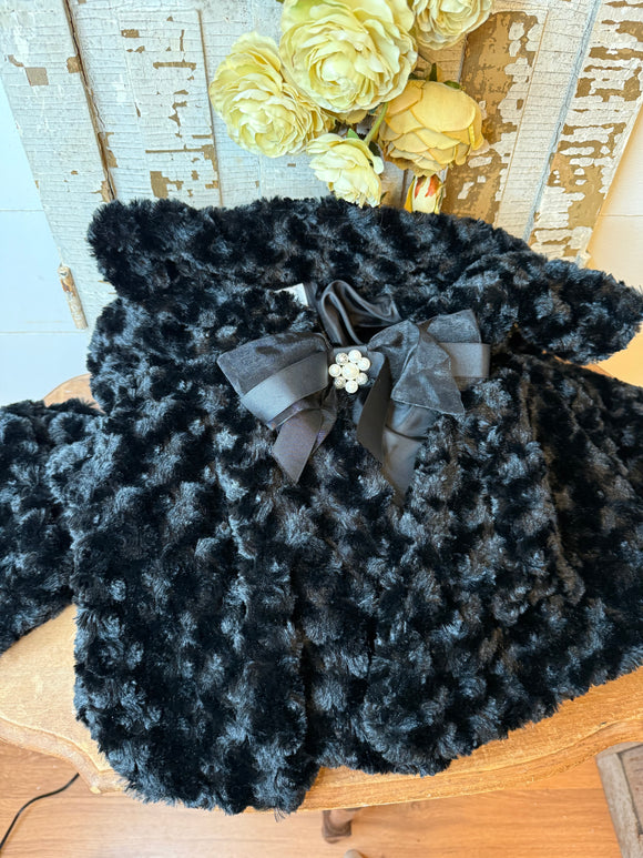 FLUFFY VINTAGE BOW PEARL JACKET