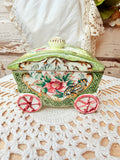 VINTAGE PORCELAIN CARRIAGE WITH ASHTRAYS