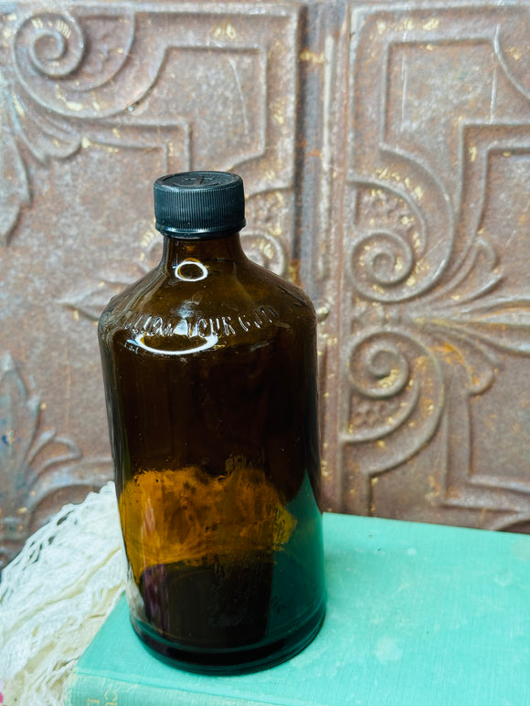 ANCHOR HOCKING TRUST YOUR GUT AMBER VINTAGE BOTTLE