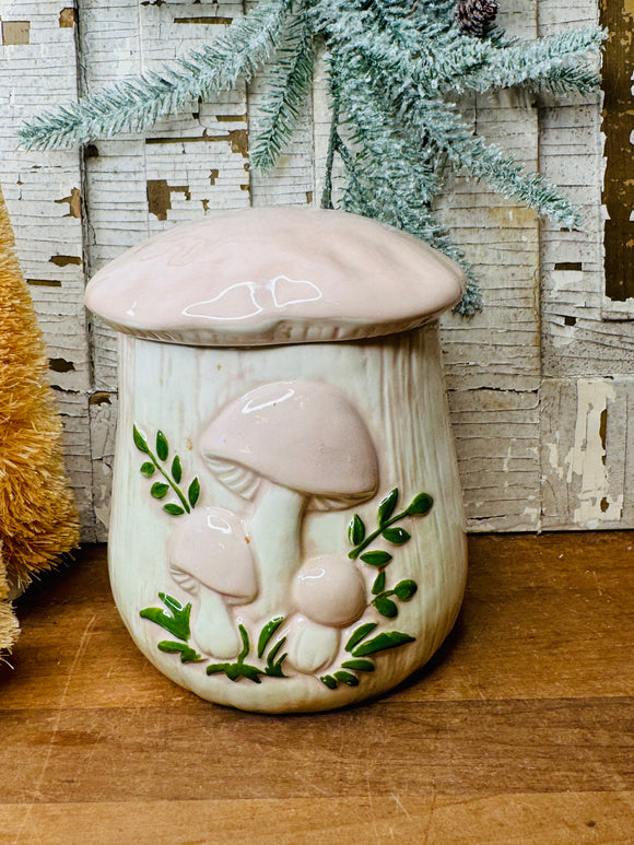 PINK MUSHROOM VINTAGE RETRO COOKIE JAR