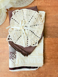 LOT OF VINTAGE LINENS - BROWN & CREAM