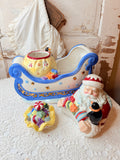 VINTAGE WATERFORD XL CERAMIC SLEIGH COOKIE JAR