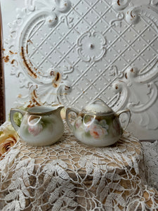 ORNATE VINTAGE SET CREAMER AND SUGAR BOWL