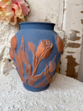 VINTAGE PORTUGAL XL TULIP RELIEF POTTERY VASE