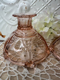 ANCHOR HOCKING VINTAGE PINK DEPRESSION GLASS OYSTER AND PEARL CANDLESTICK HOLDERS