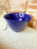 VINTAGE COBALT BLUE STONEWARE RIBBED BOWL - 2 AVAILABLE