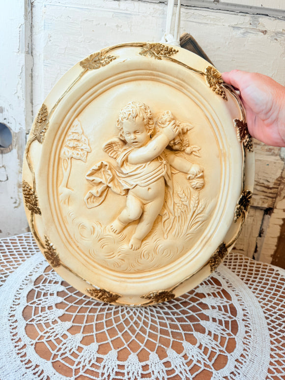 XL CHALKWARE CHERUB WALL DECOR
