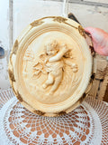 XL CHALKWARE CHERUB WALL DECOR