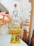 VINTAGE GOLD FLAKES LIGHT UP CHRISTMAS TREE SNOWGLOBE DECOR