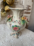 VINTAGE ITALY POTTERY ORNATE FLORAL VASE