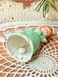 VINTAGE PORCELAIN CHRISTMAS BELL DECOR - LITTLE GIRL ANGEL WITH BUNNY