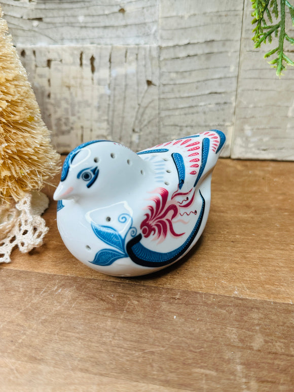 HANDPAINTED VINTAGE BIRD POTPOURRI HOLDER