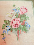 AMAZING ANTIQUE WOOD AND TAPESTRY STEP STOOL
