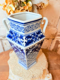 XL RARE VINTAGE BLUE AND WHITE VASE #2