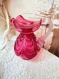 VINTAGE RARE FENTON CRANBERRY DRAPERY PITCHER