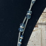 VINTAGE DOUBLE LAYERED BLUE GEM AND SILVER NECKLACE