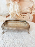 VINTAGE 3 PIECE SILVER AND GLASS BUTTER DISH
