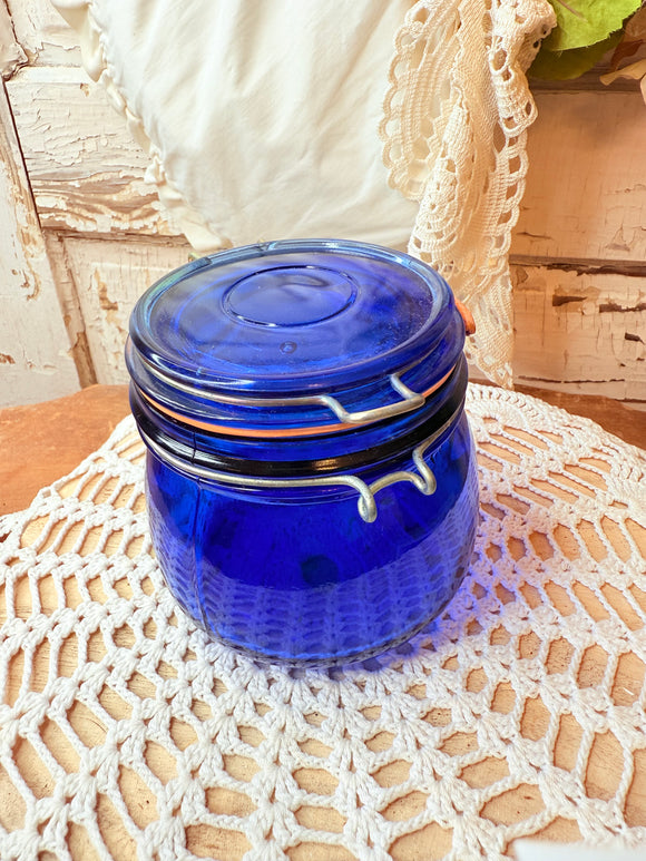 VINTAGE COBALT BLUE CANISTER