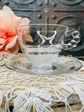 SET OF 4 HOBNAIL DETAILED GLASS VINTAGE PLATES AND TEACUPS - 2 SETS AVAILABLE