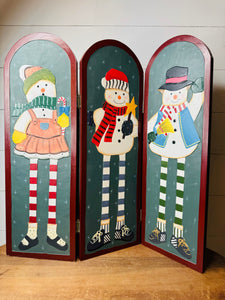 RARE X-LARGE MIKASA WOOD SNOWMEN DIVIDER