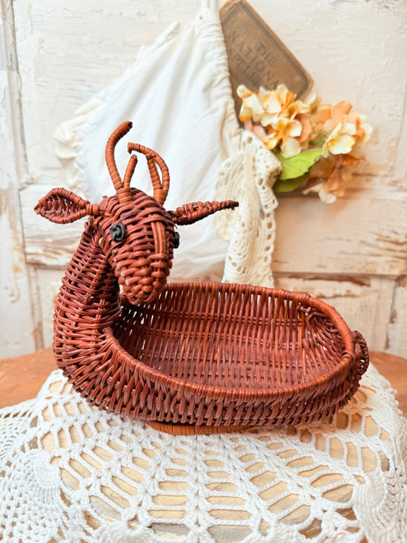 REINDEER WICKER BASKET