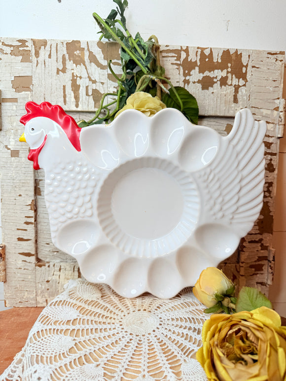 KITSCHY HEN DEVILED EGG PLATE