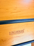 VINTAGE LONGABERGER WOOD AND CAST IRON SHELF TOWEL HOLDER