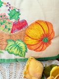 AMAZING HANDMADE VEGGIE BASKET THROW PILLOW VINTAGE