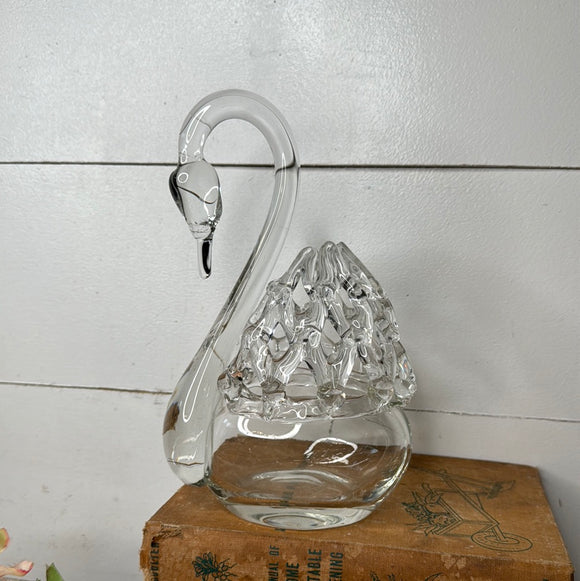 ORNATE SWAN HANDBLOWN GLASS DECOR