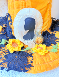 HANDMADE VINTAGE ONE OF A KIND TEXTILE HEIRLOOM HAT GOLD