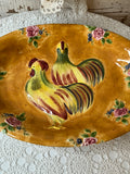 XL ROOSTER VINTAGE BRIGHT PLATTER RARE