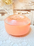 VINTAGE PINK AND FLORAL MID CENTURY PLASTIC POWDER JAR