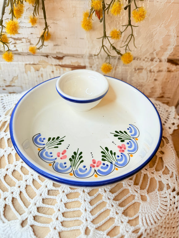 VINTAGE HAND PAINTED OLIVE PIT BOWL