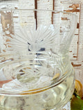 VINTAGE ETCHED PINK PEDESTAL BON BON BOWL