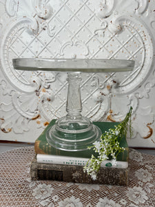 ANTIQUE GLASS PEDESTAL CAKE STAND