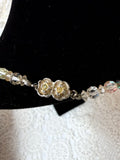 ROSE CLASP ANTIQUE AURORA BOREALIS CRYSTAL NECKLACE