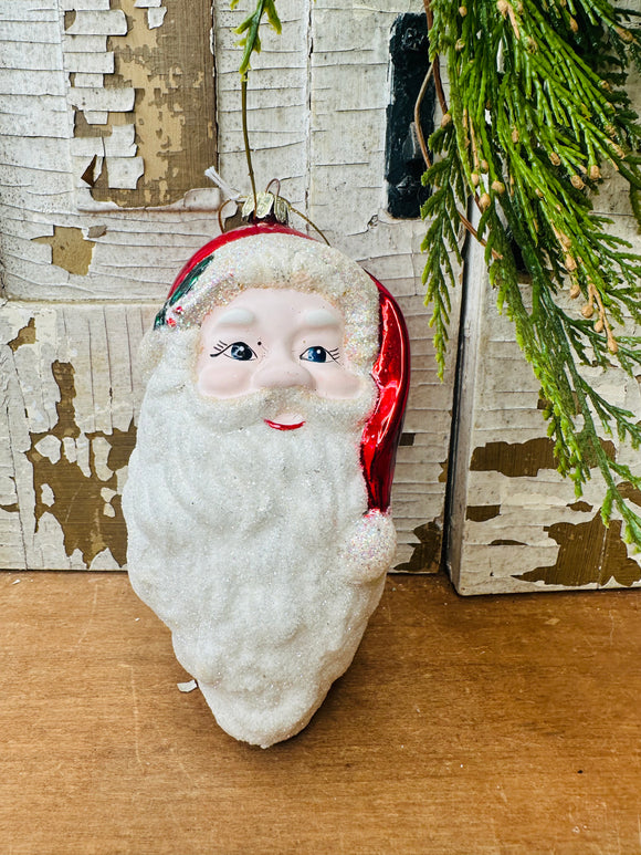 VINTAGE SPARKLE SANTA ORNAMENT