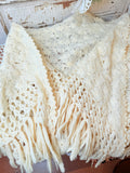 ANTIQUE HANDMADE TASSEL COZY SHAWL BLANKET