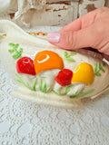 VINTAGE ARNELS COLORFUL MUSHROOM GRAVY BOAT AND SAUCER