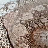 PINK DEPRESSION GLASS LARGE BOWL WITH HANDLES