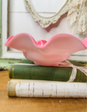LARGE RARE PINK RUFFLE FENTON BOWL  GORGEOUS