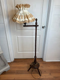 RARE ANTIQUE TURNED WOOD BRIDGE FLOOR LAMP FARMHOUSE STANDING LAMP