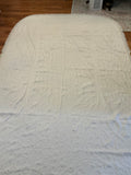 VINTAGE WHITE DAMASK WITH FRINGE BEDSPREAD 109x76