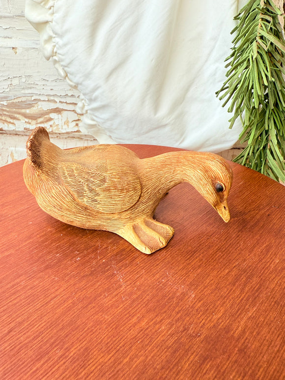 CARVED DUCK FIGURINE
