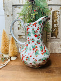 ORNATE STRAWBERRY VINTAGE LARGE PITCHER