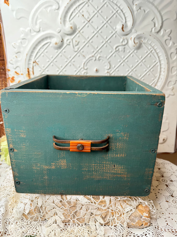 VINTAGE WOOD TEAL DRAWER