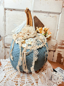 VINTAGE FABRIC LACE BUTTONS PUMPKIN DECOR