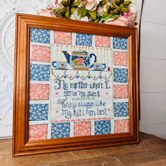 “MY KITCHEN” VINTAGE FRAMED HAND MADE ART