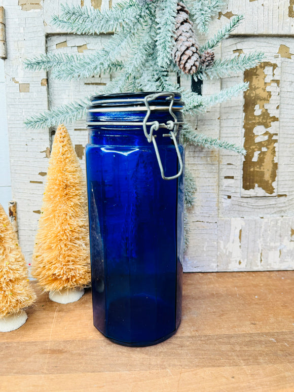 XL COBALT BLUE VINTAGE CANISTER